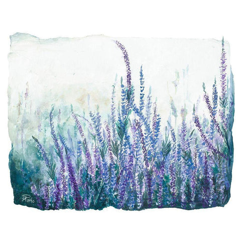 Lavender Floral Garden Gold Ornate Wood Framed Art Print with Double Matting by Pinto, Patricia