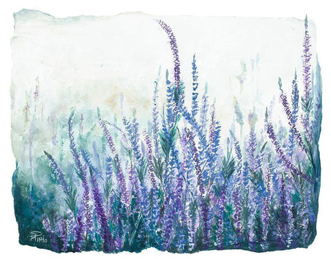 Lavender Floral Garden Black Ornate Wood Framed Art Print with Double Matting by Pinto, Patricia