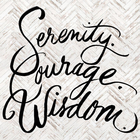 Serenity Courage Wisdom White Modern Wood Framed Art Print with Double Matting by Medley, Elizabeth