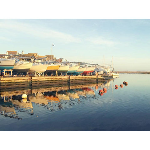 Boat Dock White Modern Wood Framed Art Print by Jane, Sarah