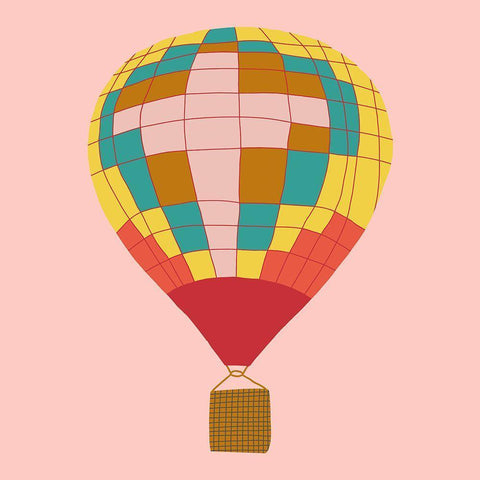Hot Air Balloon I White Modern Wood Framed Art Print with Double Matting by Bucheli, Jen