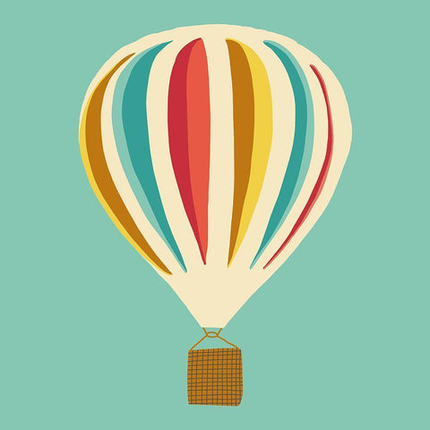 Hot Air Balloon II Black Modern Wood Framed Art Print with Double Matting by Bucheli, Jen