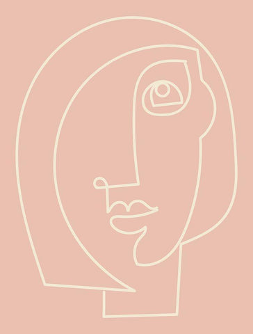 Figure Line Woman on Blush Black Ornate Wood Framed Art Print with Double Matting by Mosher, Deidre