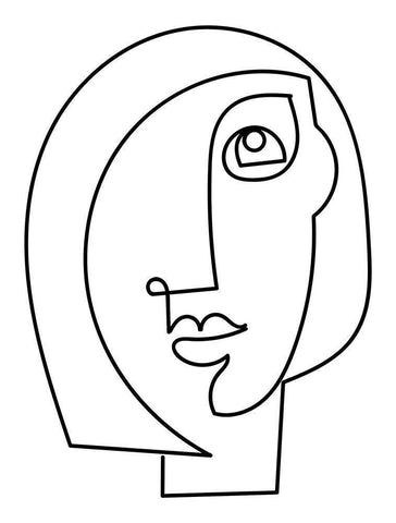 Loopy Line Lady I White Modern Wood Framed Art Print with Double Matting by Mosher, Deidre
