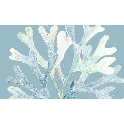 Ocean Coral On Blue Black Modern Wood Framed Art Print by Pinto, Patricia