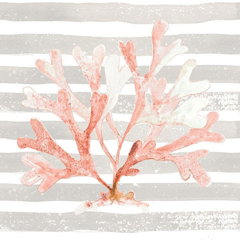 Orange Coral On Stripes Black Modern Wood Framed Art Print by Pinto, Patricia