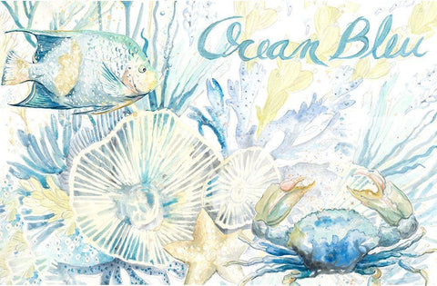 Ocean Bleu Seabed White Modern Wood Framed Art Print with Double Matting by Pinto, Patricia