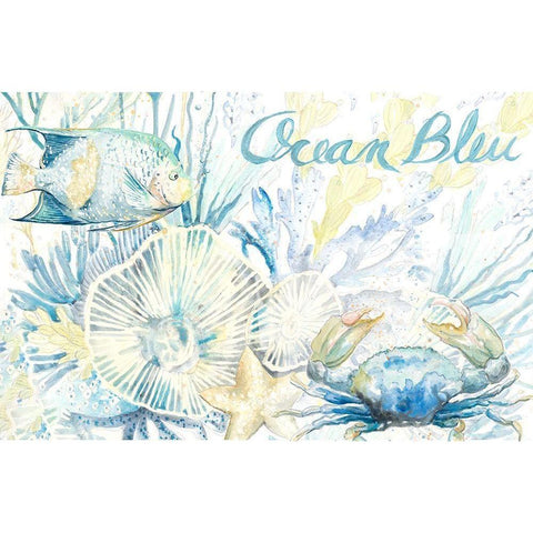 Ocean Bleu Seabed Black Modern Wood Framed Art Print by Pinto, Patricia