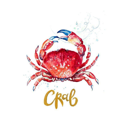 Red Crab White Modern Wood Framed Art Print by Pinto, Patricia