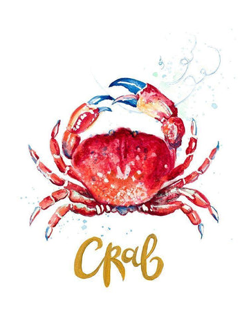 Red Crab Black Ornate Wood Framed Art Print with Double Matting by Pinto, Patricia