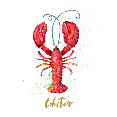 Red Lobster White Modern Wood Framed Art Print by Pinto, Patricia