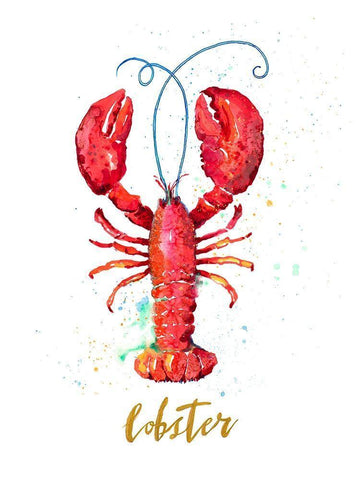 Red Lobster White Modern Wood Framed Art Print with Double Matting by Pinto, Patricia