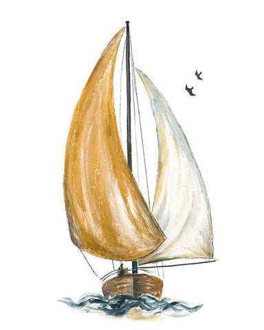 Gold Sail I White Modern Wood Framed Art Print with Double Matting by Pinto, Patricia