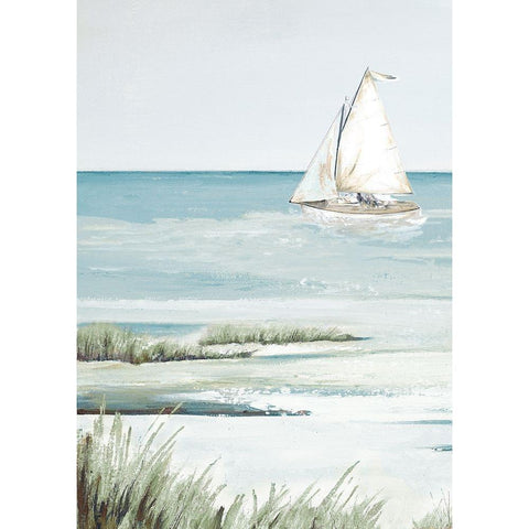 Beautiful Day For A Sail White Modern Wood Framed Art Print by Pinto, Patricia