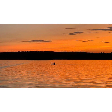 Sunset Canoeing Black Modern Wood Framed Art Print by DeRice, Julie