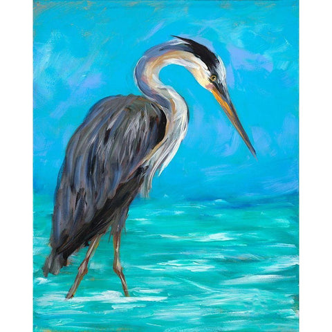 Beach Bird I Black Modern Wood Framed Art Print with Double Matting by DeRice, Julie