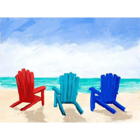 Beach Chair Trio Black Modern Wood Framed Art Print by DeRice, Julie