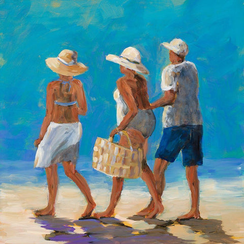 Beach Buddies Black Modern Wood Framed Art Print by DeRice, Julie