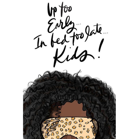 Up Too Early In Bed Too Late Kids (Girl III) Black Modern Wood Framed Art Print by Quach, Anna