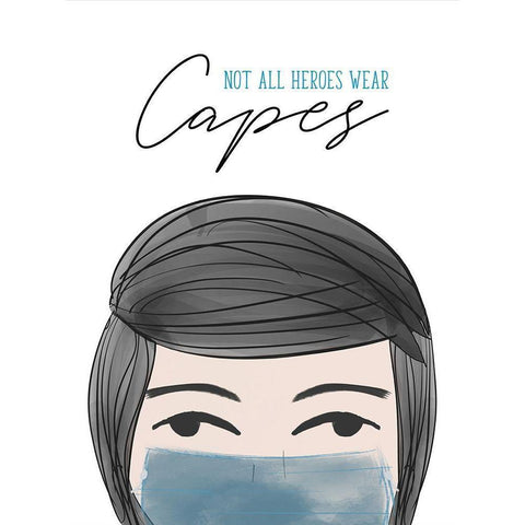 Not all Heroes Wear Capes Black Modern Wood Framed Art Print with Double Matting by Quach, Anna