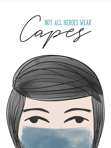 Not all Heroes Wear Capes White Modern Wood Framed Art Print with Double Matting by Quach, Anna