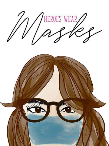 Heroes Wear Masks White Modern Wood Framed Art Print with Double Matting by Quach, Anna