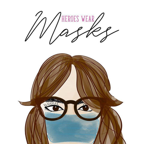 Heroes Wear Masks Black Modern Wood Framed Art Print with Double Matting by Quach, Anna