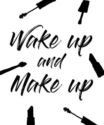 Wake Up And Make Up Black Ornate Wood Framed Art Print with Double Matting by Quach, Anna