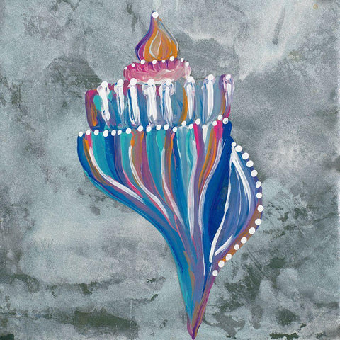 Dotted Shell on Gray I White Modern Wood Framed Art Print by Ritter, Gina