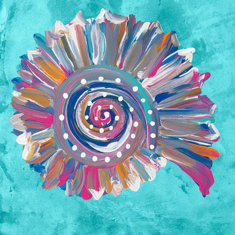 Dotted Spiral Shell on Teal Black Modern Wood Framed Art Print by Ritter, Gina