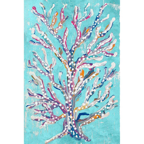 Dotted Coral on Teal White Modern Wood Framed Art Print by Ritter, Gina