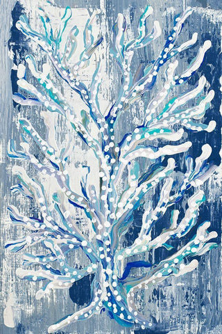 Azul Dotted Coral Vertical White Modern Wood Framed Art Print with Double Matting by Ritter, Gina