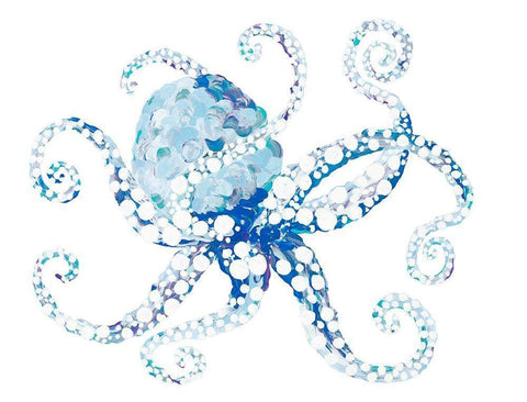 Azul Dotted Octopus I White Modern Wood Framed Art Print with Double Matting by Ritter, Gina
