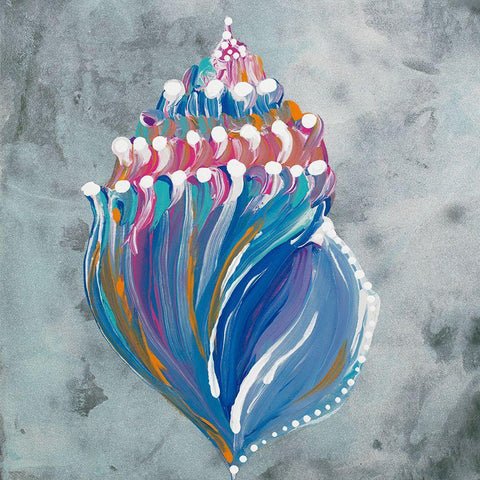 Dotted Shell on Gray II White Modern Wood Framed Art Print with Double Matting by Ritter, Gina