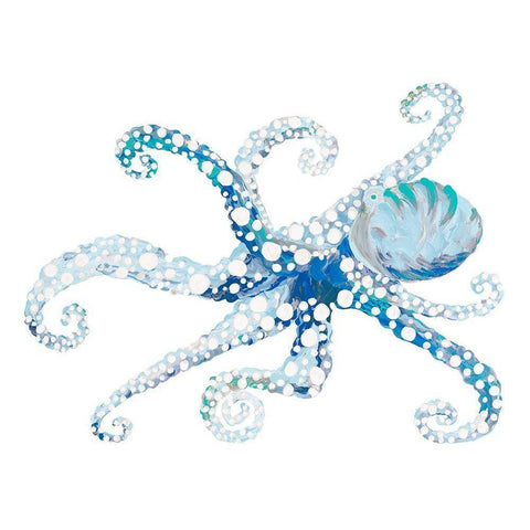 Azul Dotted Octopus II White Modern Wood Framed Art Print by Ritter, Gina
