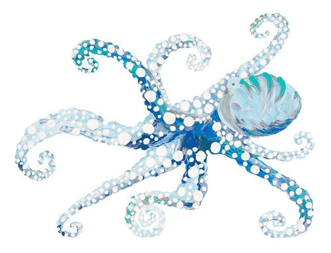 Azul Dotted Octopus II White Modern Wood Framed Art Print with Double Matting by Ritter, Gina