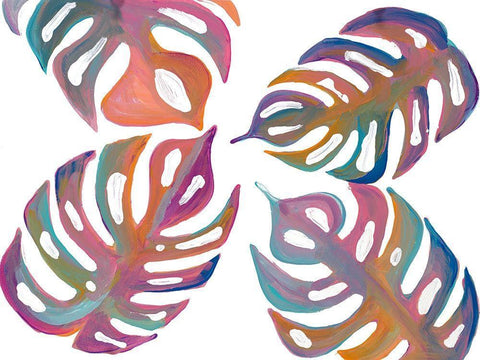 Colorful Palm Leaves I Black Ornate Wood Framed Art Print with Double Matting by Ritter, Gina