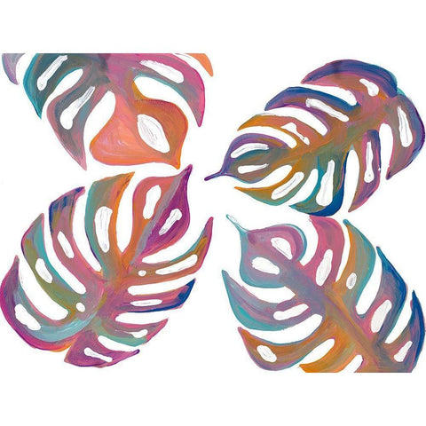 Colorful Palm Leaves I Black Modern Wood Framed Art Print by Ritter, Gina