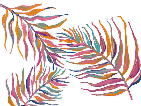 Colorful Palm Leaves II White Modern Wood Framed Art Print with Double Matting by Ritter, Gina