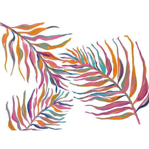 Colorful Palm Leaves II White Modern Wood Framed Art Print by Ritter, Gina