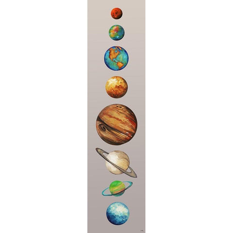 Planets Black Modern Wood Framed Art Print with Double Matting by Medley, Elizabeth