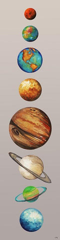 Planets White Modern Wood Framed Art Print with Double Matting by Medley, Elizabeth