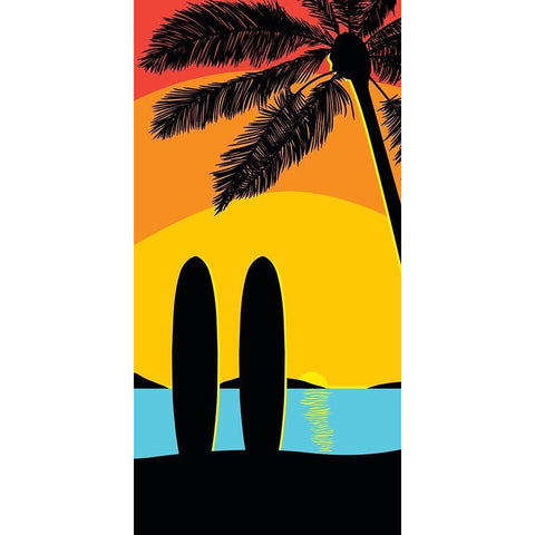 Sunset Surf Panel White Modern Wood Framed Art Print by Edwins, Hugo