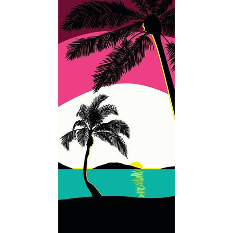 Pink Sunset Surf Panel Black Modern Wood Framed Art Print with Double Matting by Edwins, Hugo