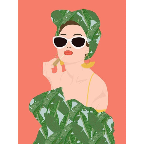 Tropical Lady White Modern Wood Framed Art Print by Bucheli, Jen