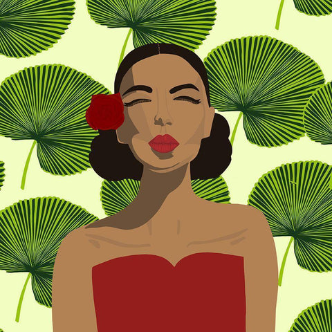 Exotic Lady Black Modern Wood Framed Art Print by Bucheli, Jen