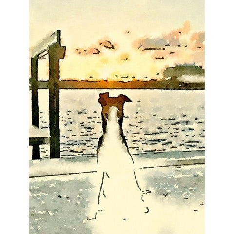 Paws At Sunset White Modern Wood Framed Art Print by Acosta