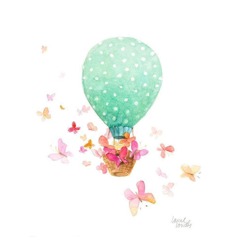 Hot Air Balloon With Butterflies White Modern Wood Framed Art Print by Loreth, Lanie