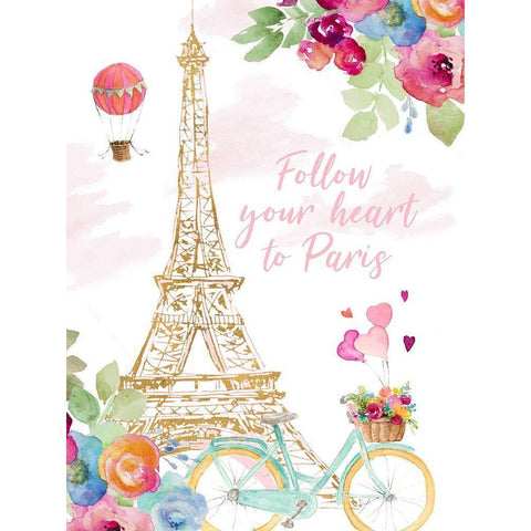 Paris Bike Ride White Modern Wood Framed Art Print by Loreth, Lanie