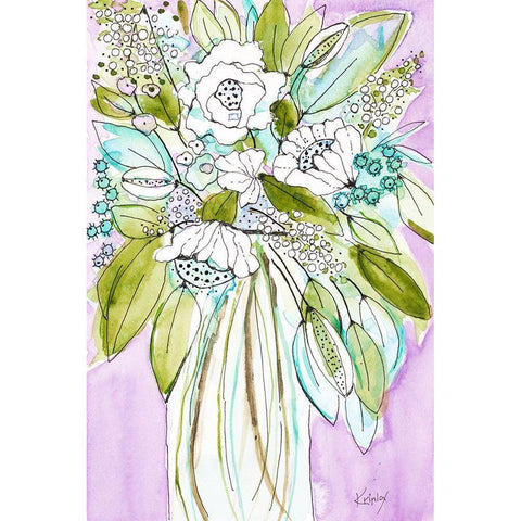 Hopeful Bouquet Black Modern Wood Framed Art Print by Krinlox